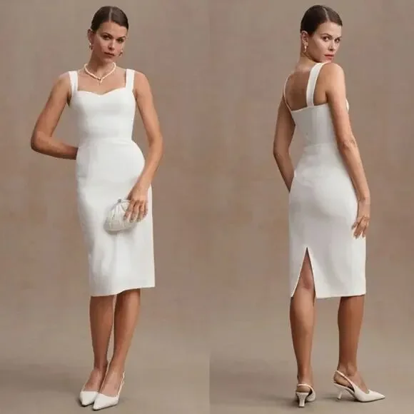 Dress the Population | Dresses | Dress The Population Nicole White Sweetheart  Neck Sheath Midi Dress Nwt Sz Xxl | Poshmark